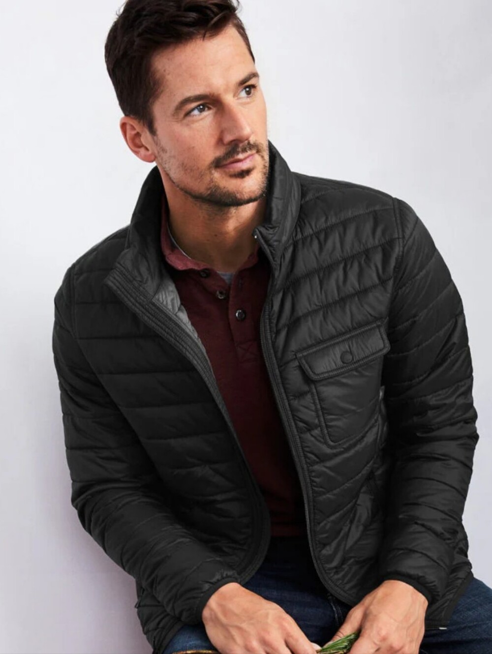 BOSS Quilted Black Men's Light Puffer Jacket - Like New 50R